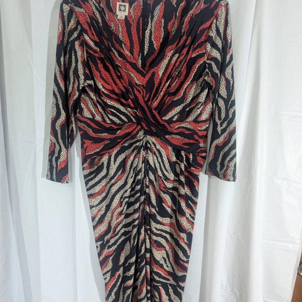 Anne Klein Animal Print Ruched Wrap Dress